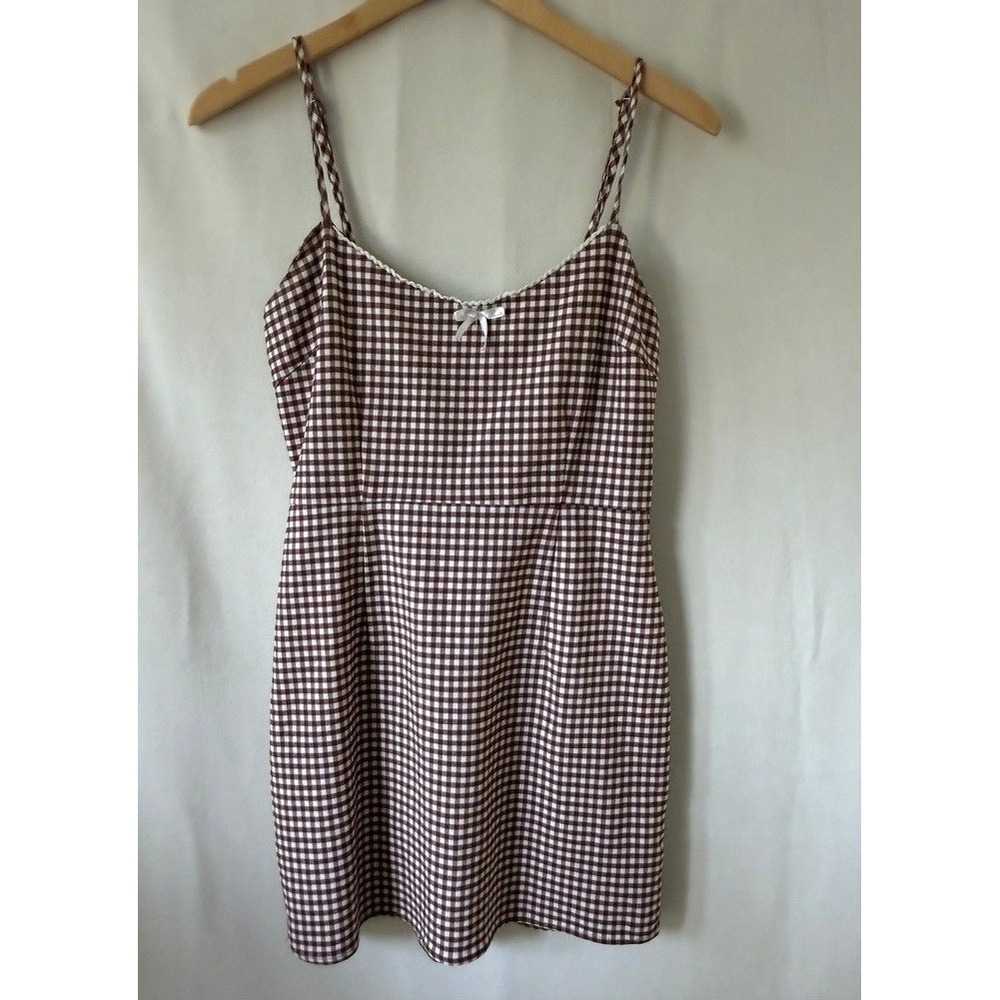 Urban Outfitters Gingham Cotton Blend Sun Dress Women Small Brown | Cottagecore